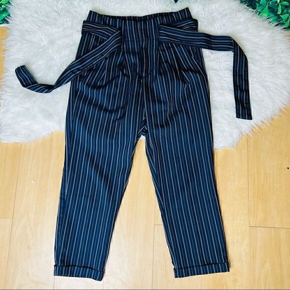 Paper bag high waisted belted style dress pants cropped size 7 - Picture 10 of 11